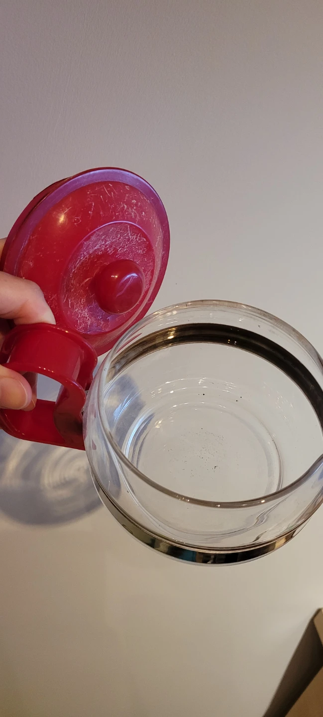 Glass Teapot with Red Lid (scratched lid) - photo 3