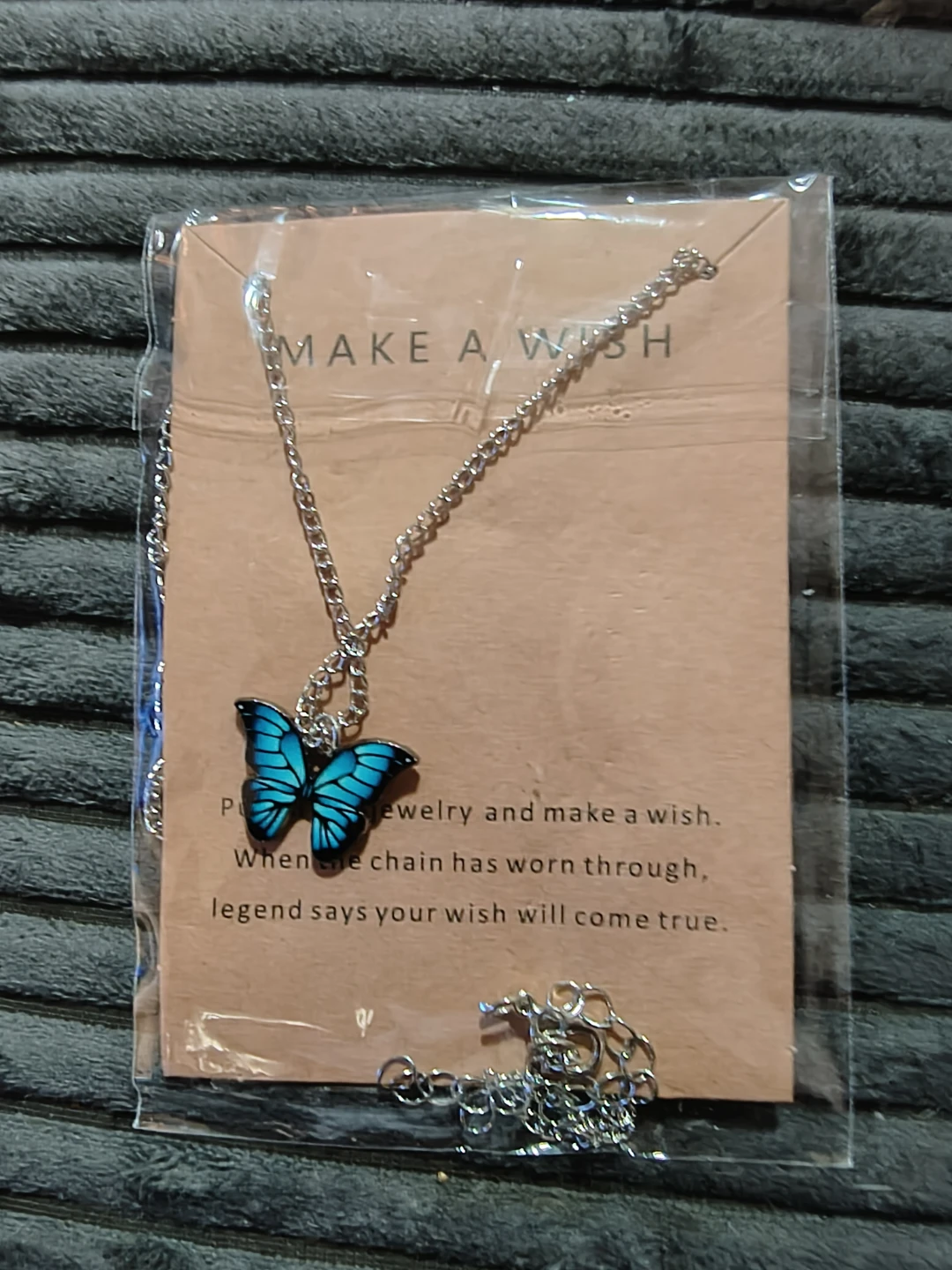 Blue Butterfly "Make a Wish" Necklace