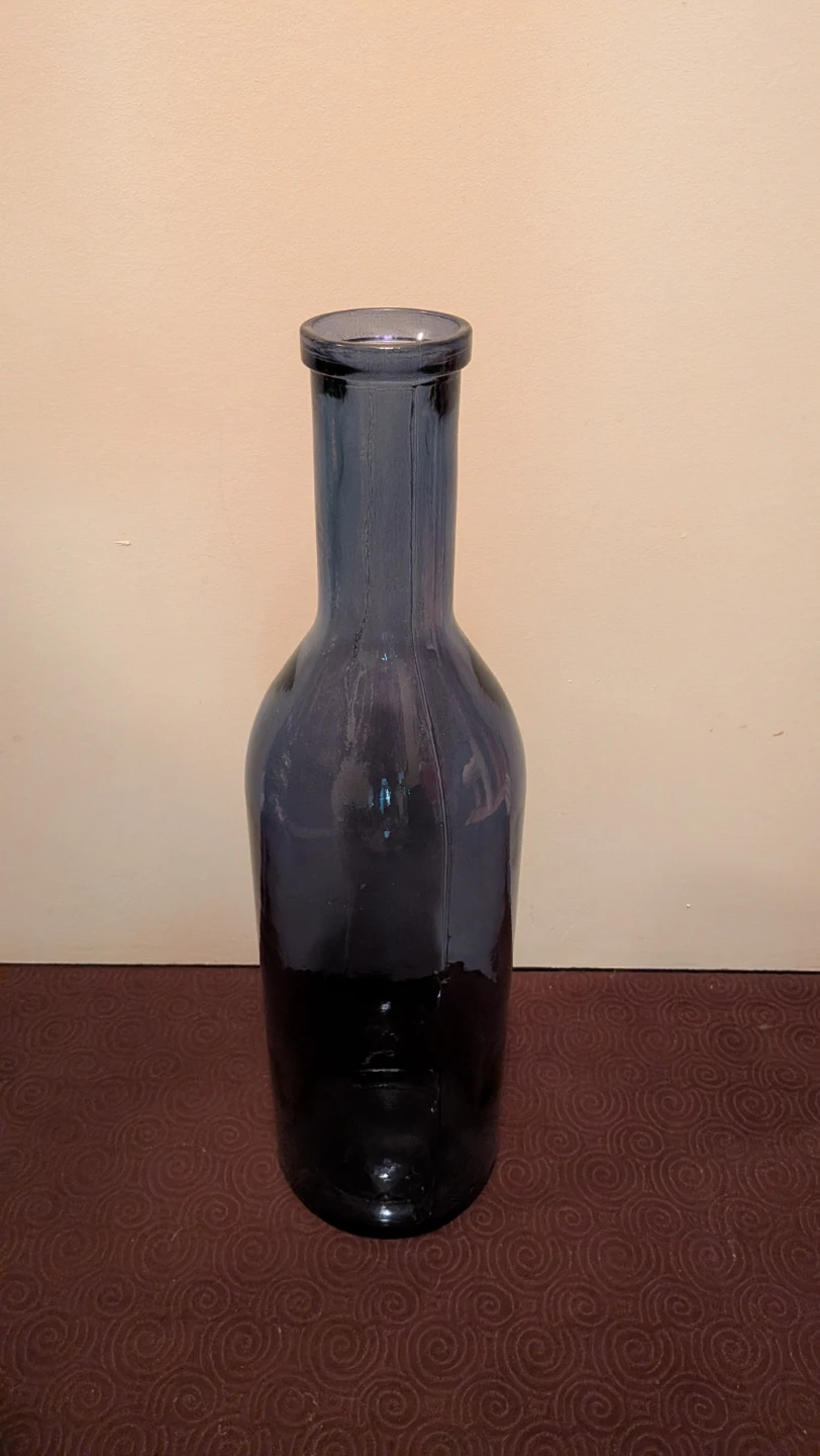 Tall 29" Decorative Blue Glass Bottle Vase wirh Flowers - photo 2