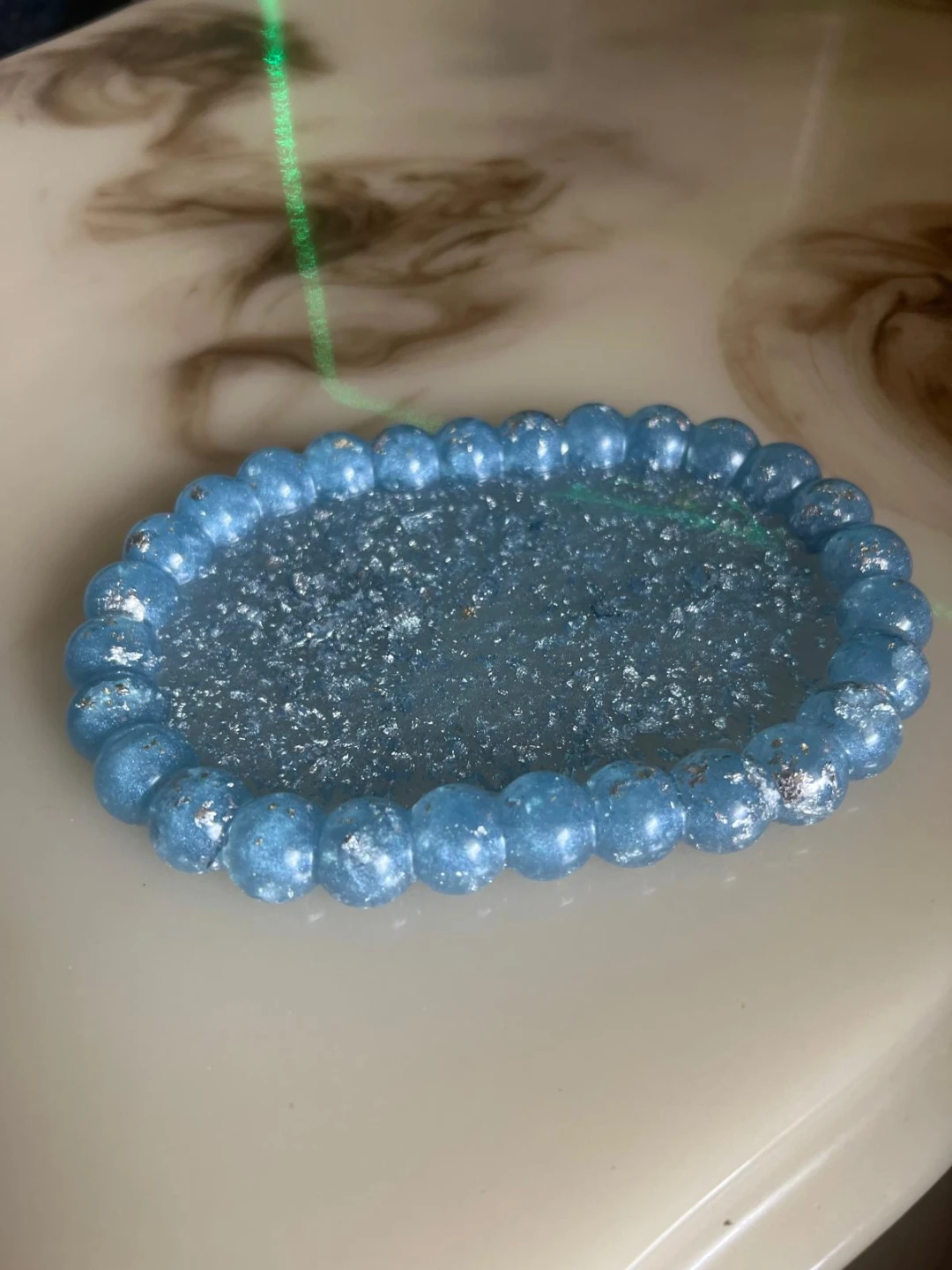 ❗️RESIN ❗️Blue beaded jewelry tray with silver - photo 2