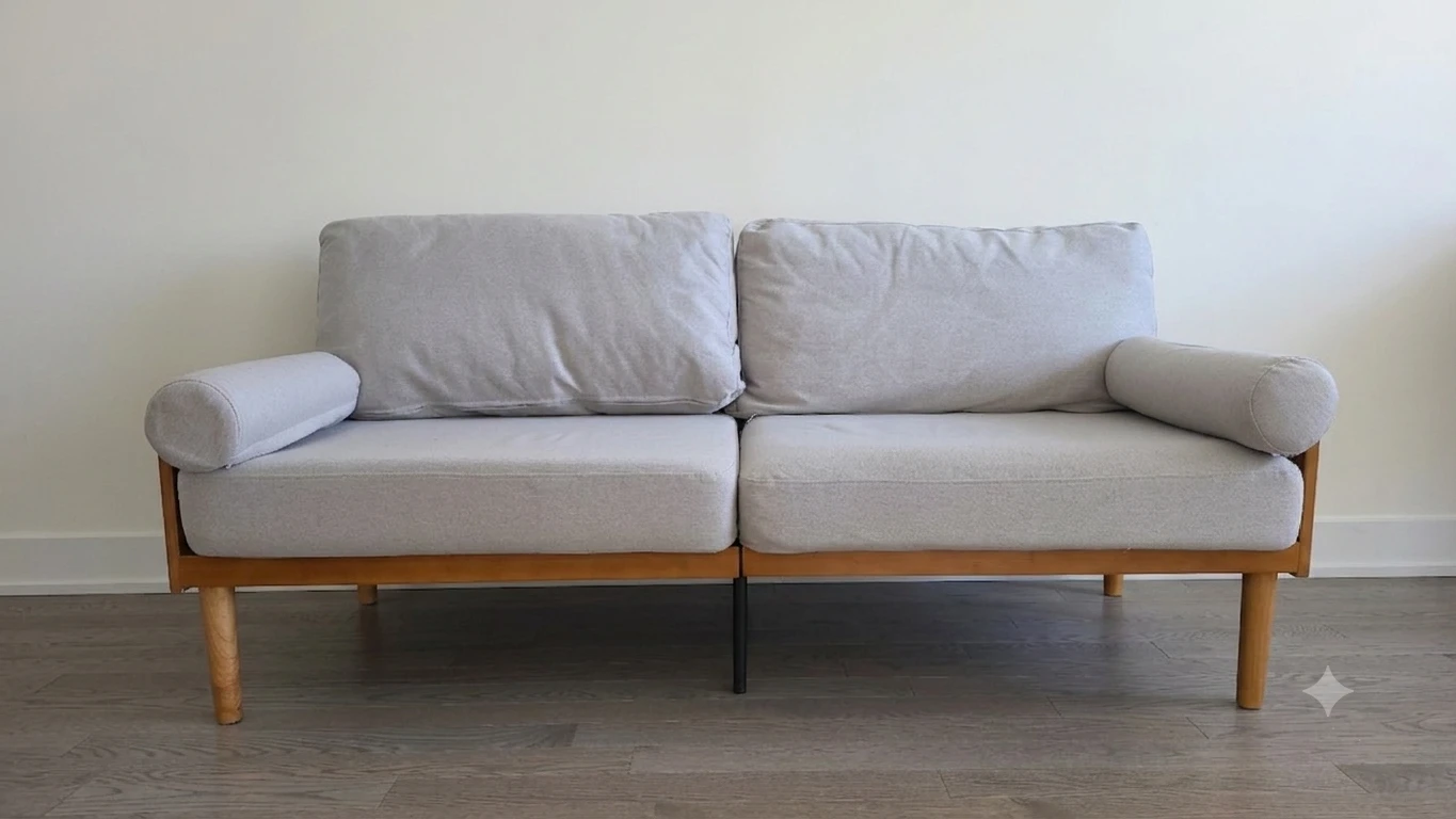 ZINUS Light Grey Sofa with Wooden Frame