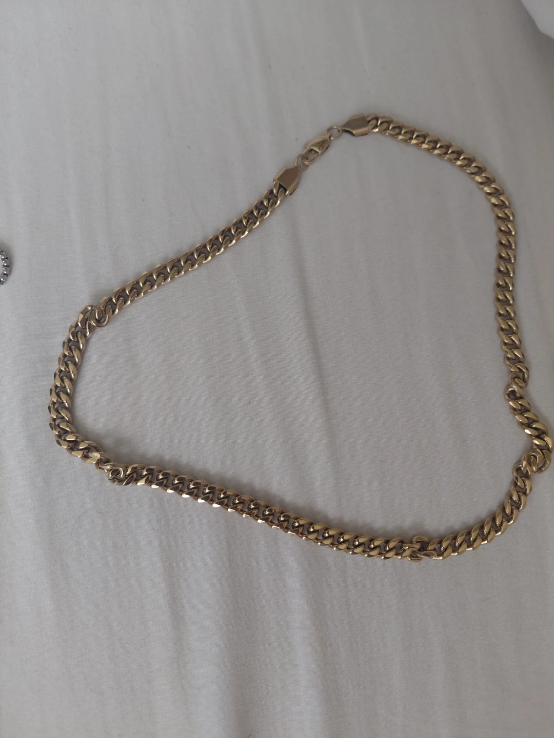 Gold Colored Curb Chain Necklace stainless steel hip hop style