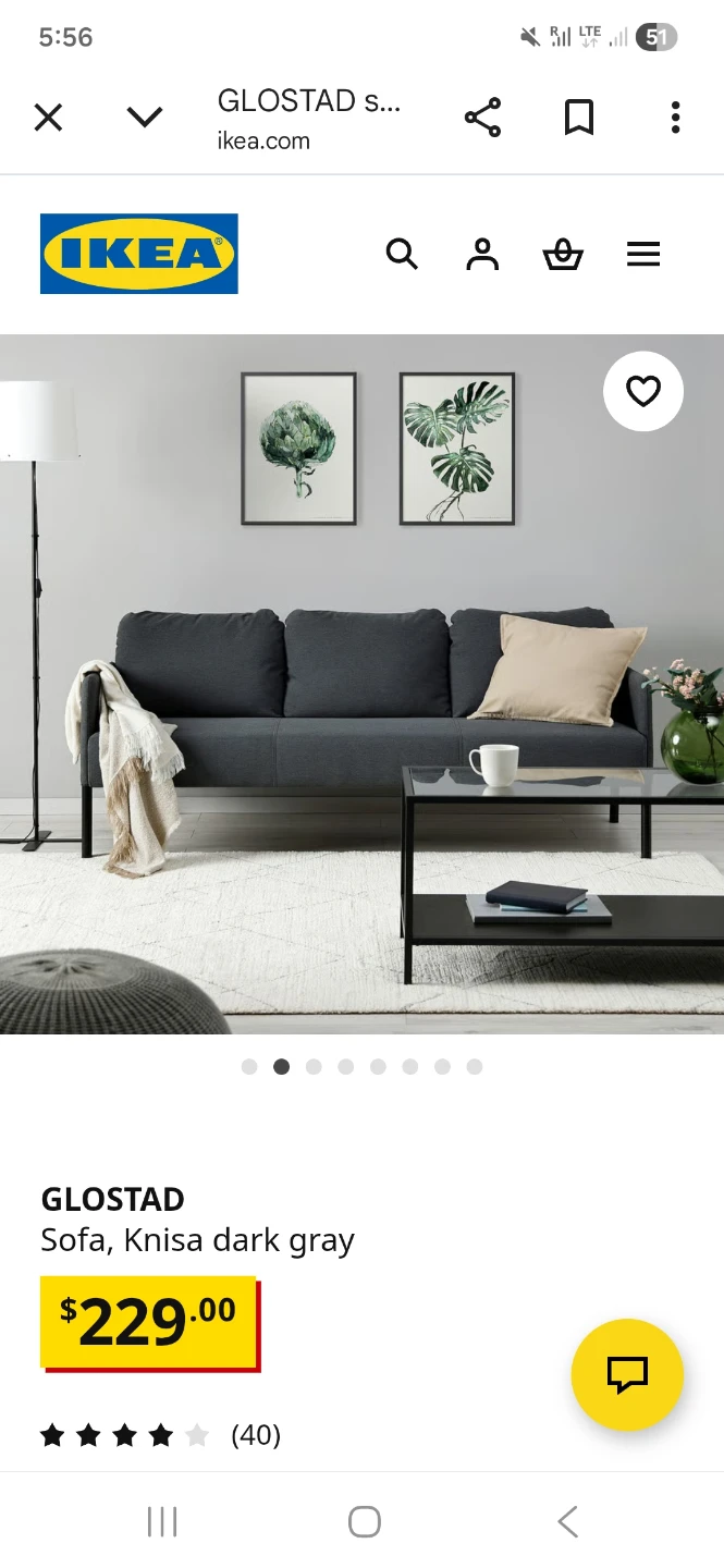 IKEA GLÖSTAD Sofa, Knisa dark gray - photo 2