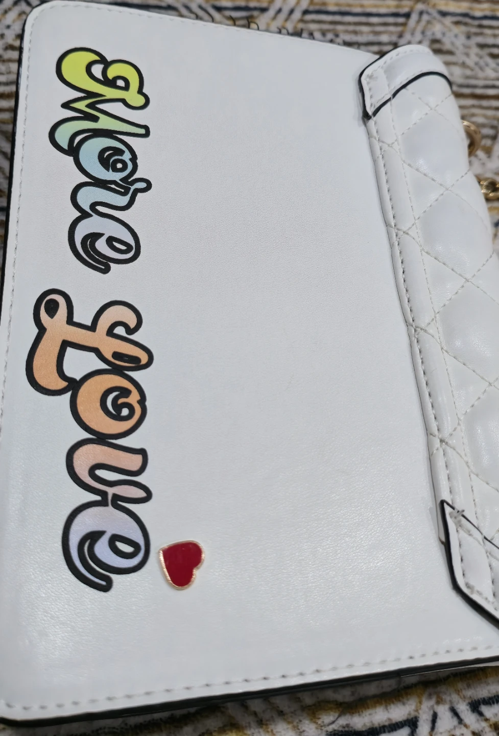 ALDO White Quilted Handbag with "Love More" & Charms - photo 5