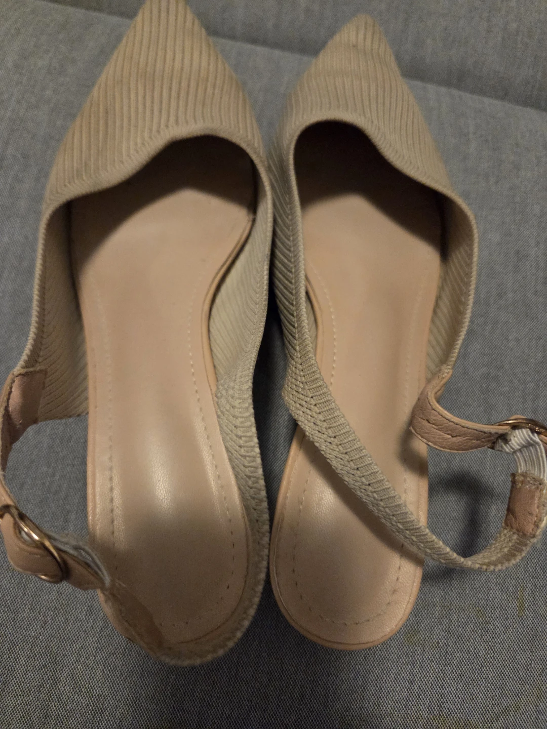 Beige Slingback Pointed Toe Flats - photo 5