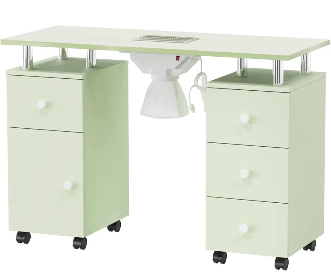 Light Green Nail Tech Manicure Table with Dust Collector - photo 2