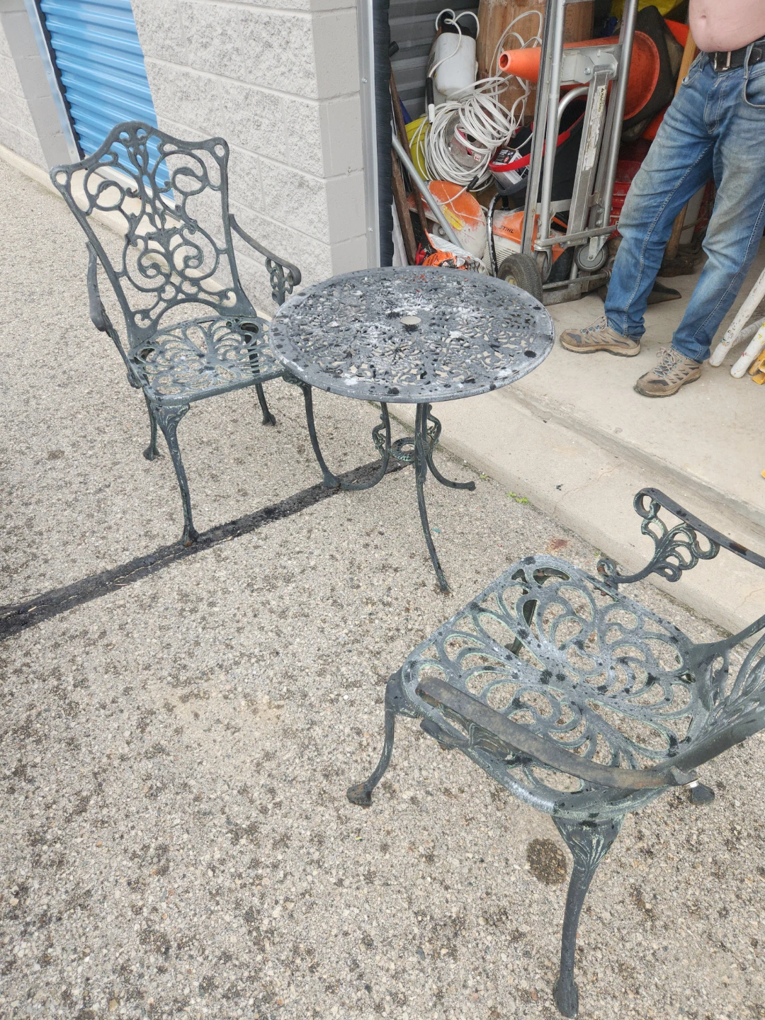 Antique Ornate Cast aluminium  Bistro Set - Table and Two Chairs