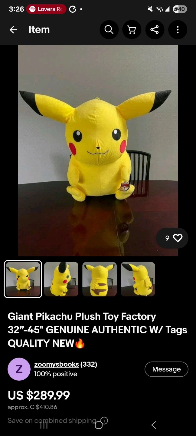 Giant Pikachu Plush Toy 45"