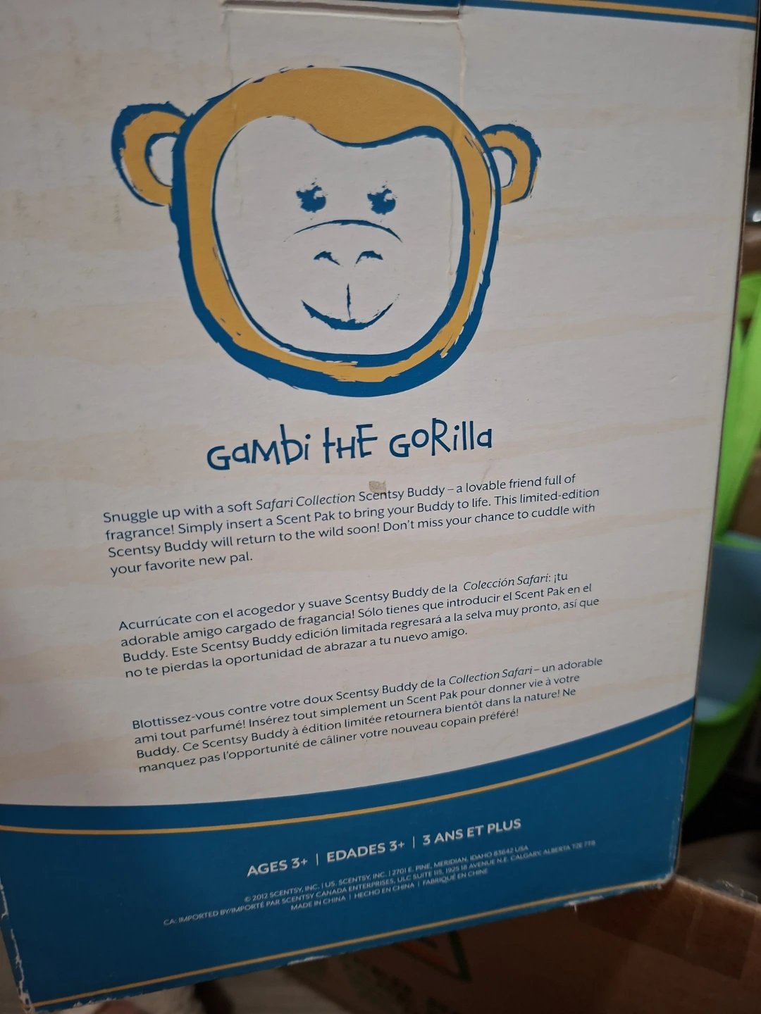 Scentsy Bambi the Gorilla Buddy with Kahiko Hula Scent Pak