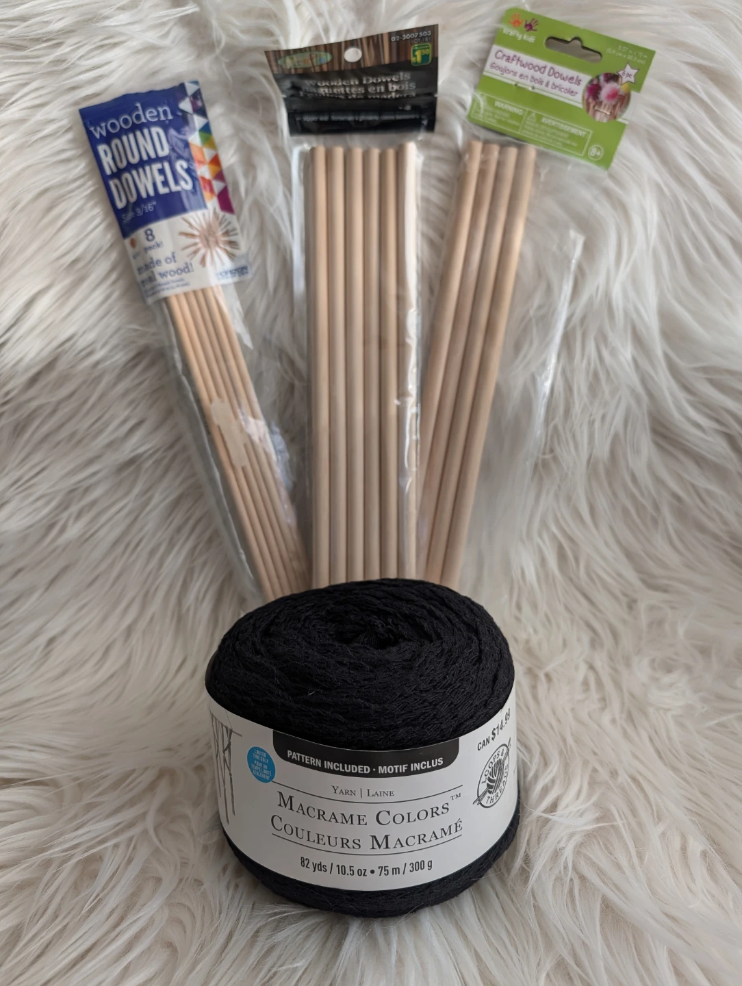 Macrame Yarn and Wooden Dowels Craft Bundle