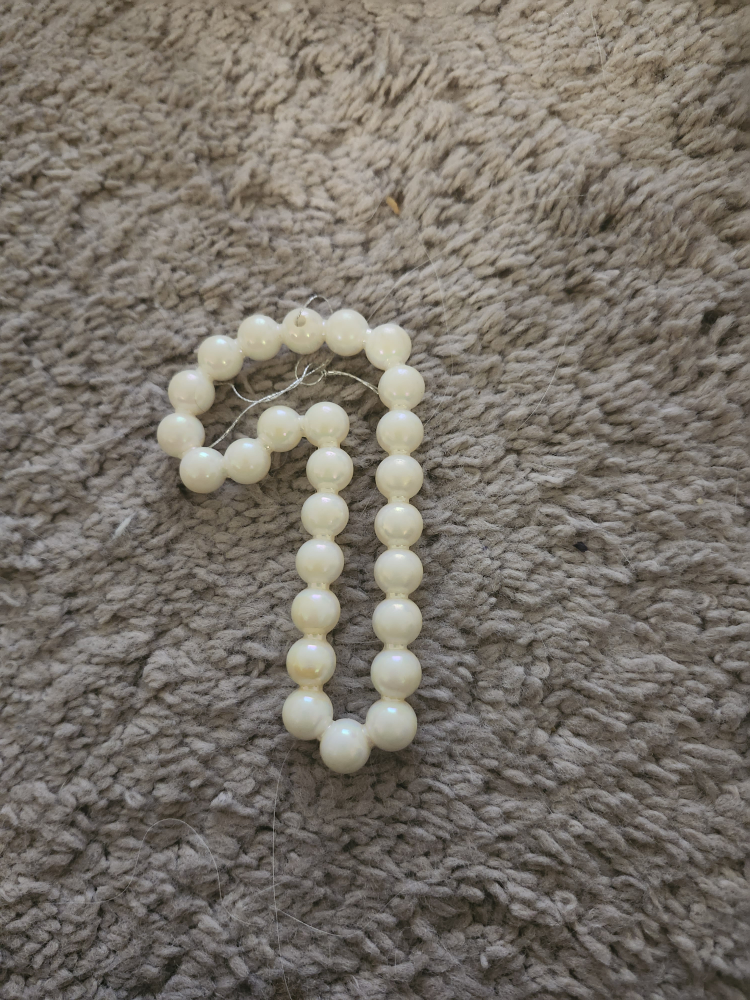 White Pearl Candy Cane Ornament