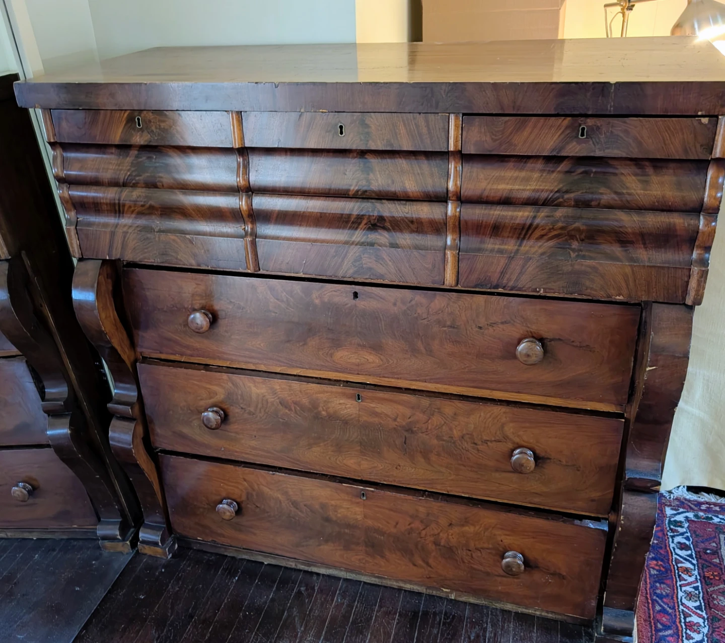 Antique Wood Dresser with 6 Drawers