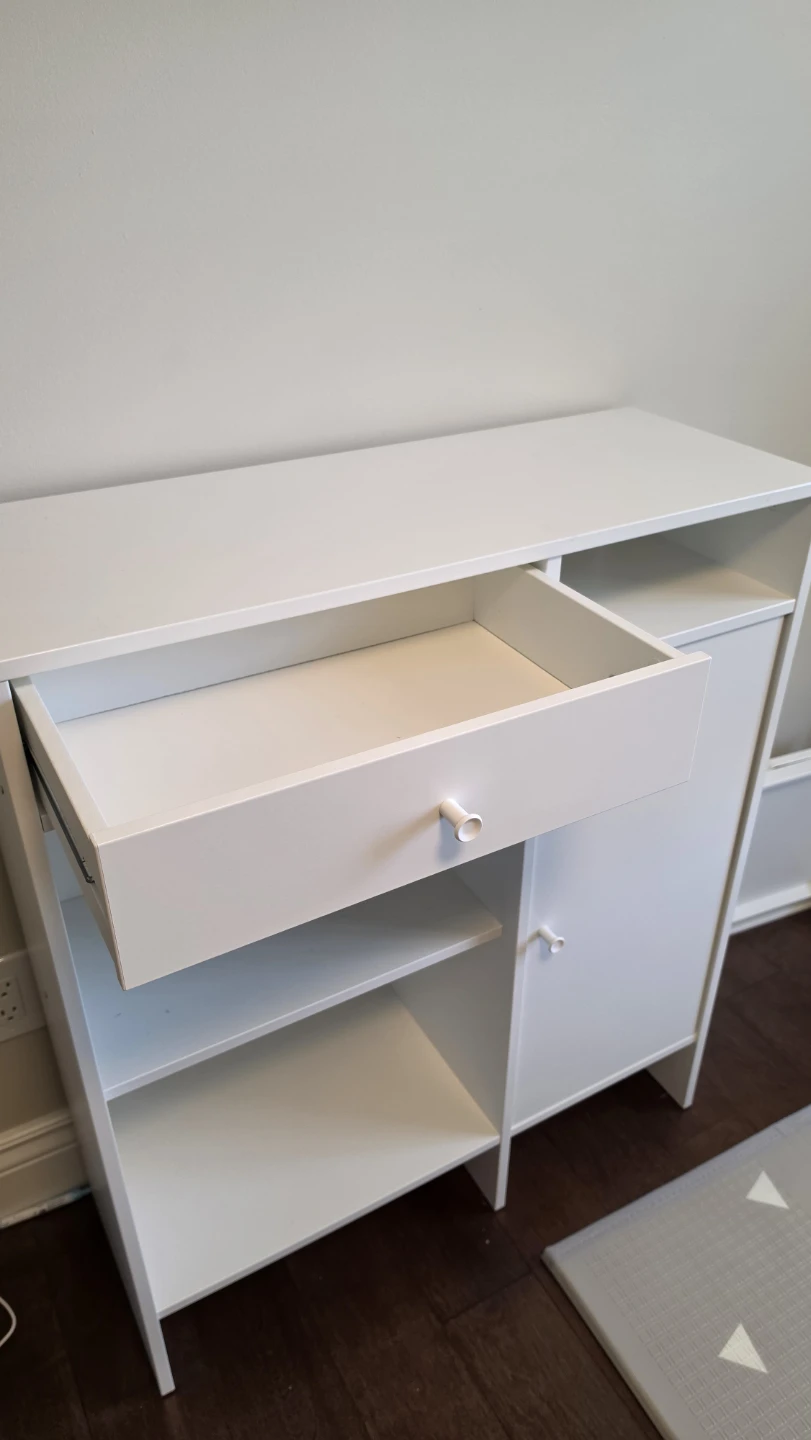 White Storage Cabinet with Drawer and Door - photo 2