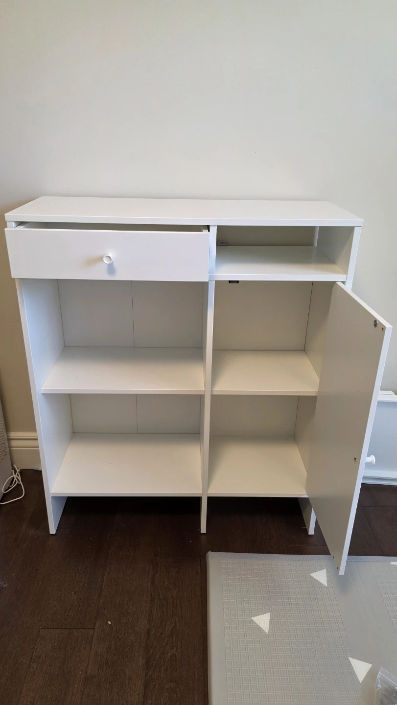 White Storage Cabinet with Drawer and Door - photo 3