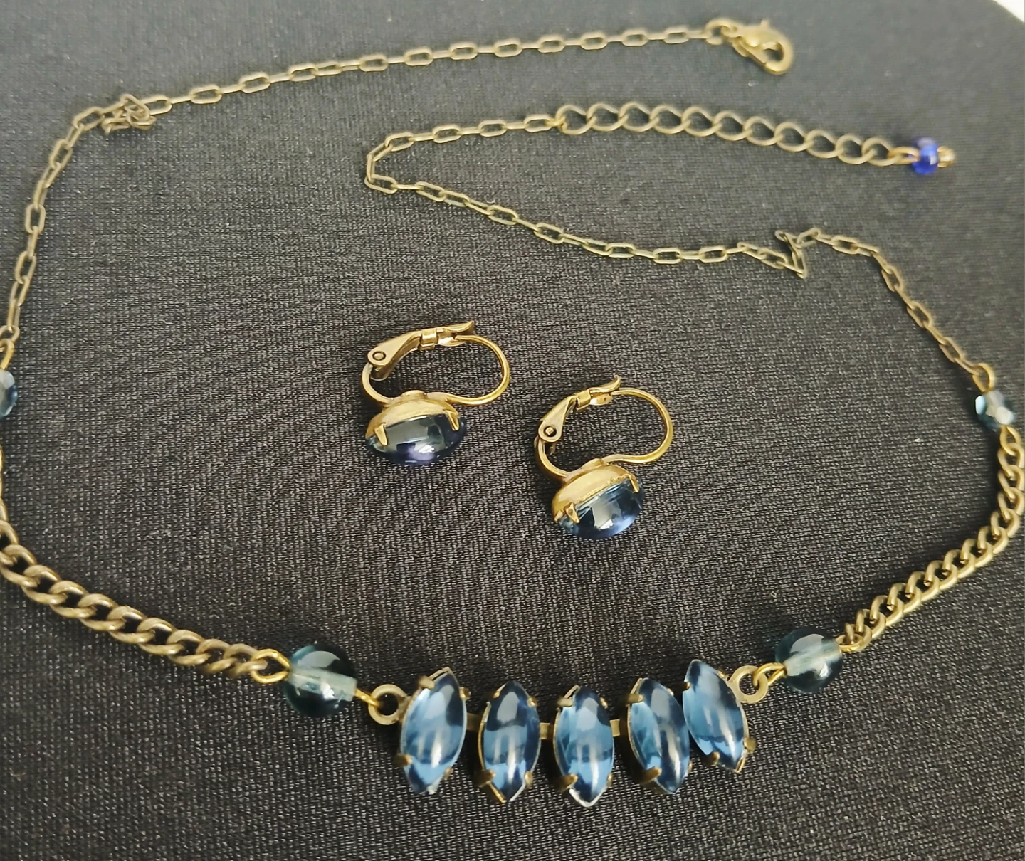 Blue Stone Necklace and Earring Set