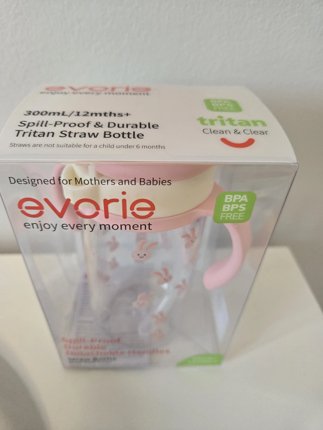 New Evorie Tritan Straw Bottle - 300mL Pink Rabbit - photo 3