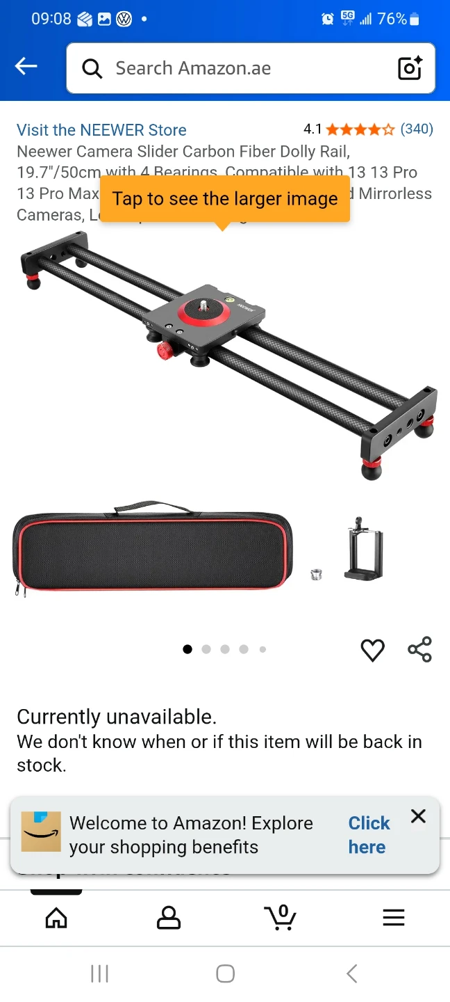 Neewer Camera Slider Carbon Fiber Dolly Rail 19.7"/50cm