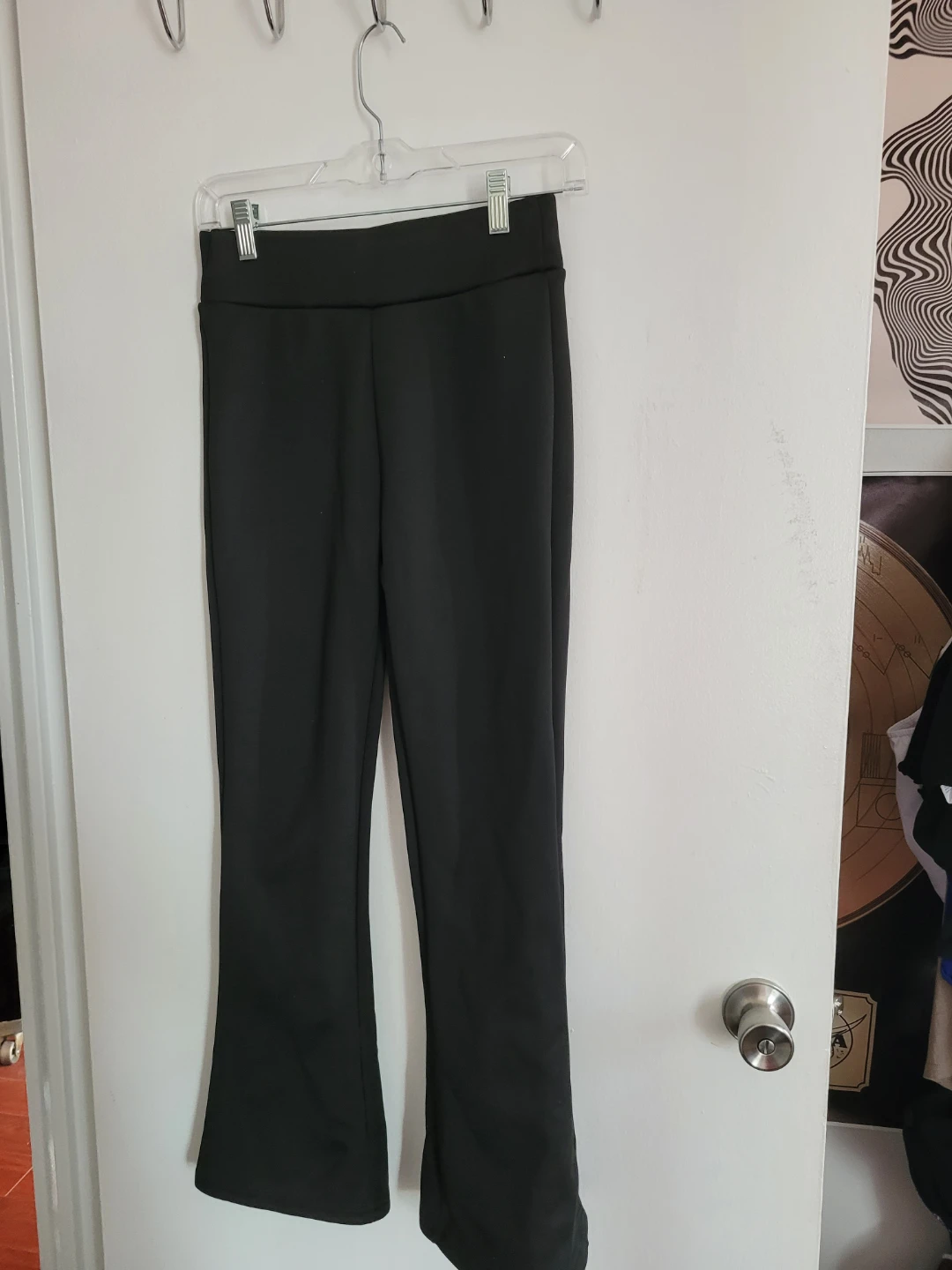 Thick black Fleece-Lined Bell Bottom Pants