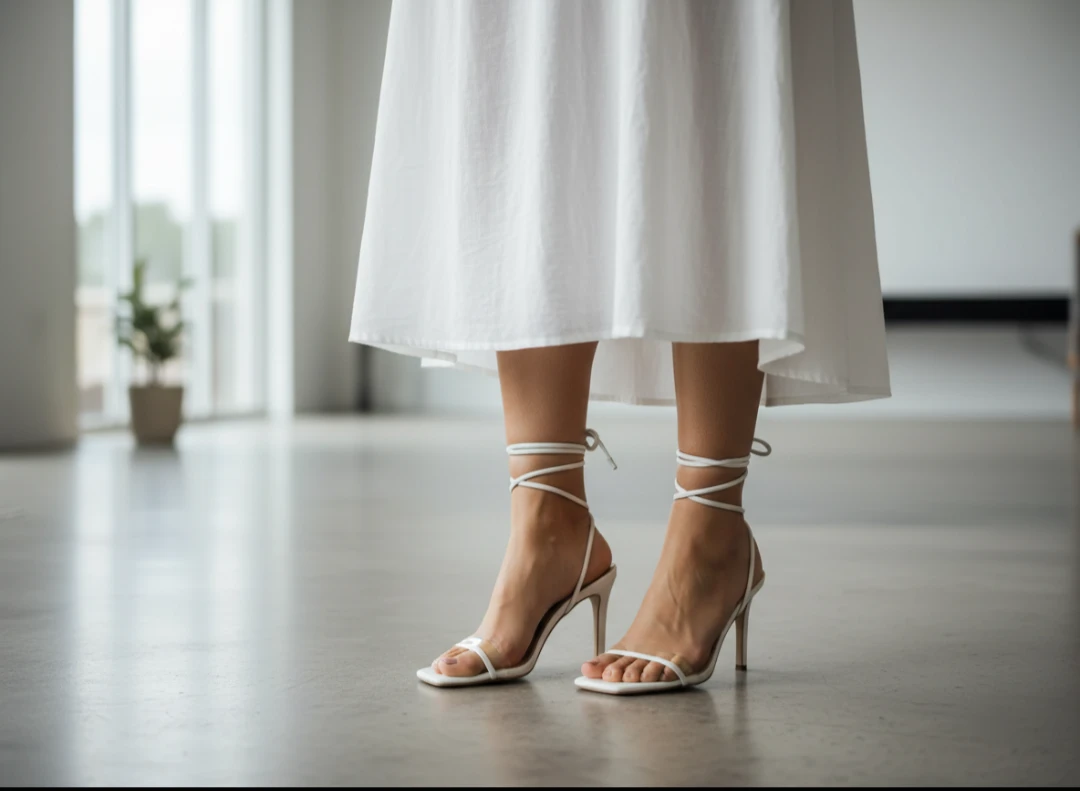 White Strappy High Heel Sandals