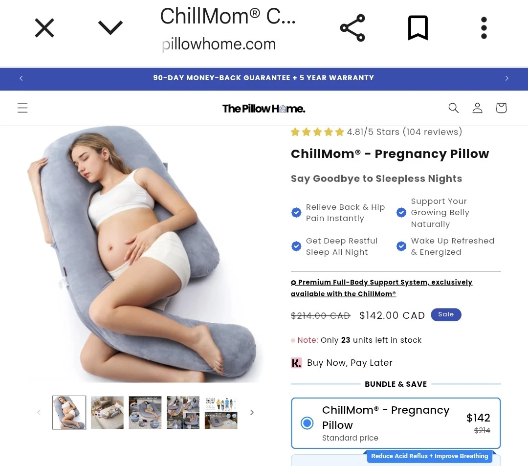ChillMom Pregnancy Pillow - Grey