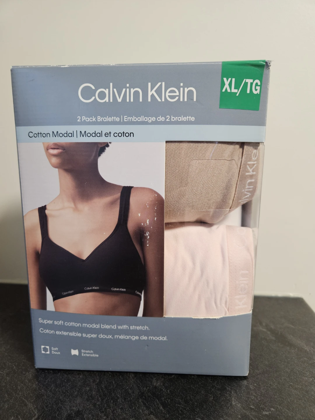 Calvin Klein 2 Pack Cotton Modal Bralettes - XL/TG