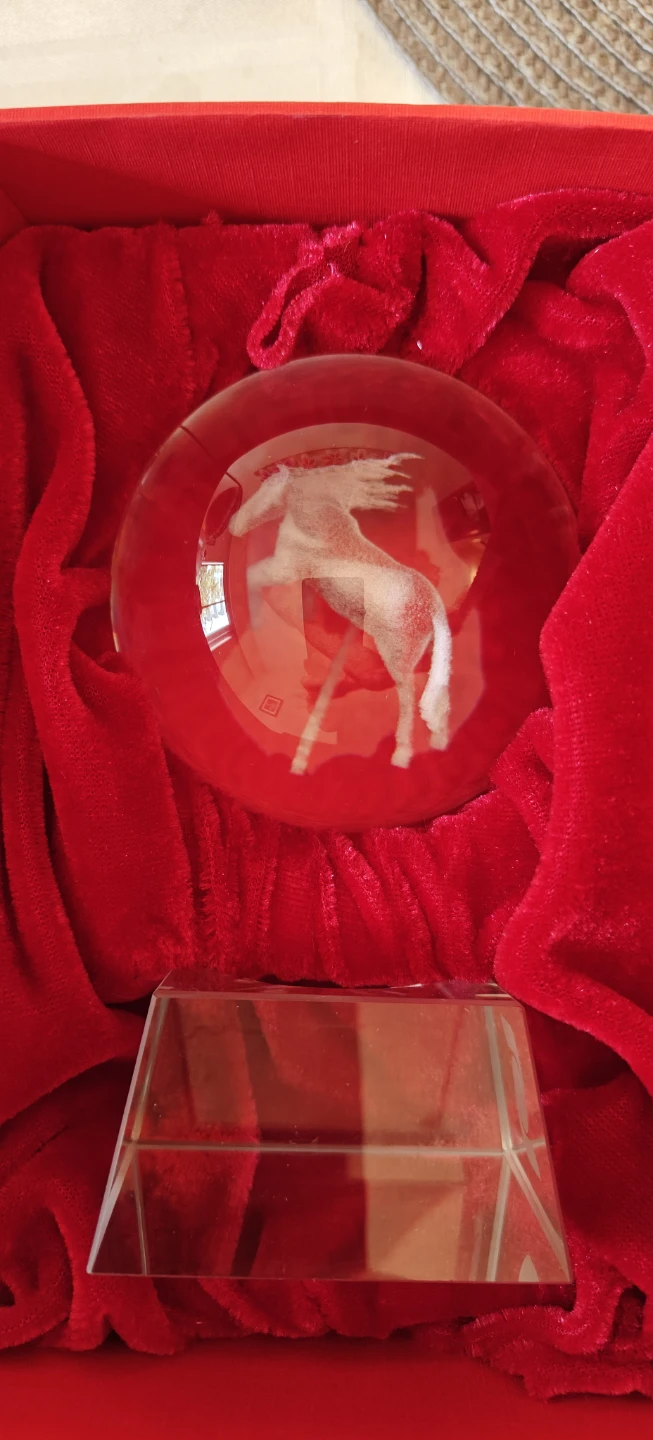 Crystal Horse Paperweight with Red Box