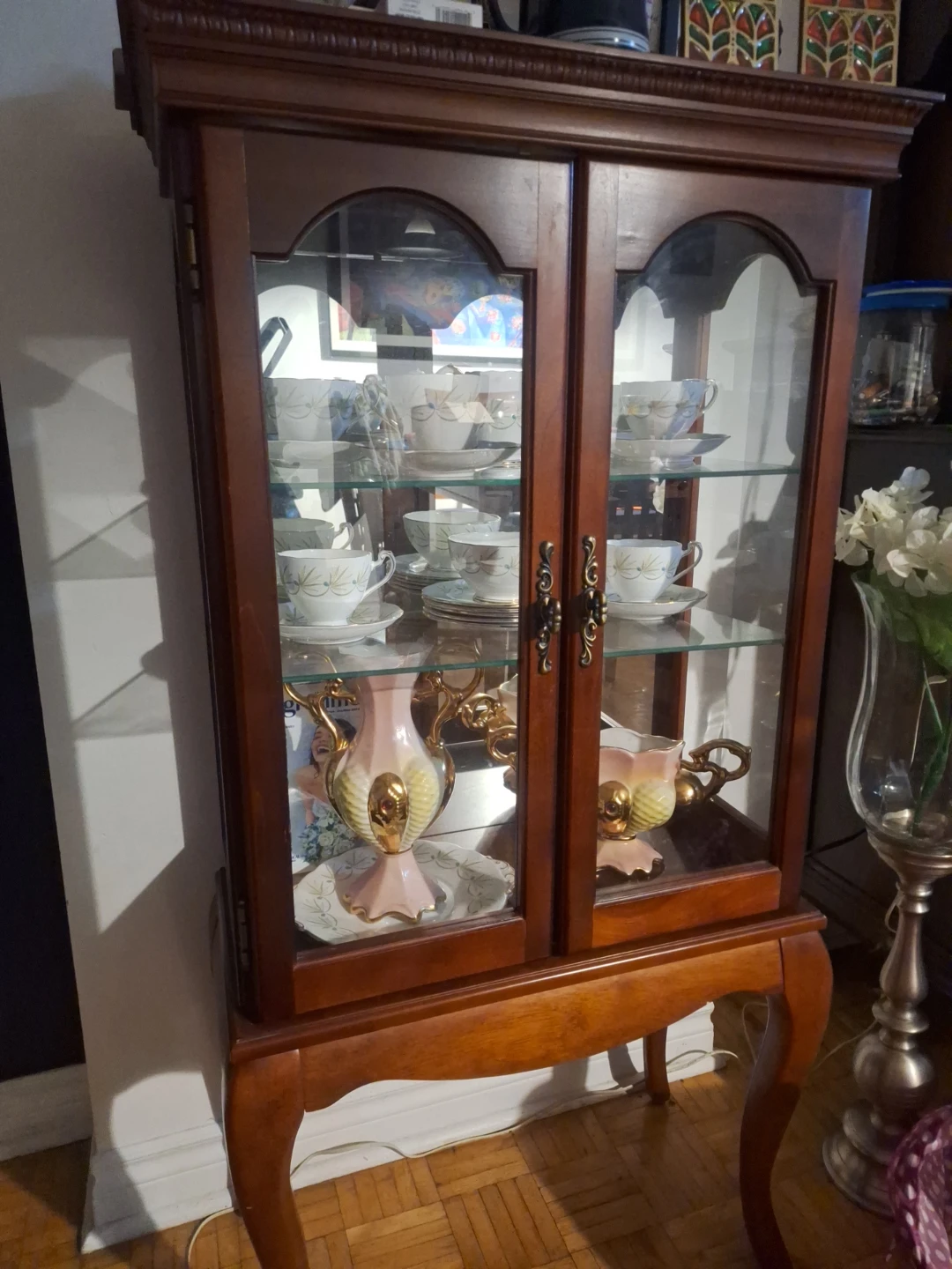 Vintage Wooden Curio Cabinet