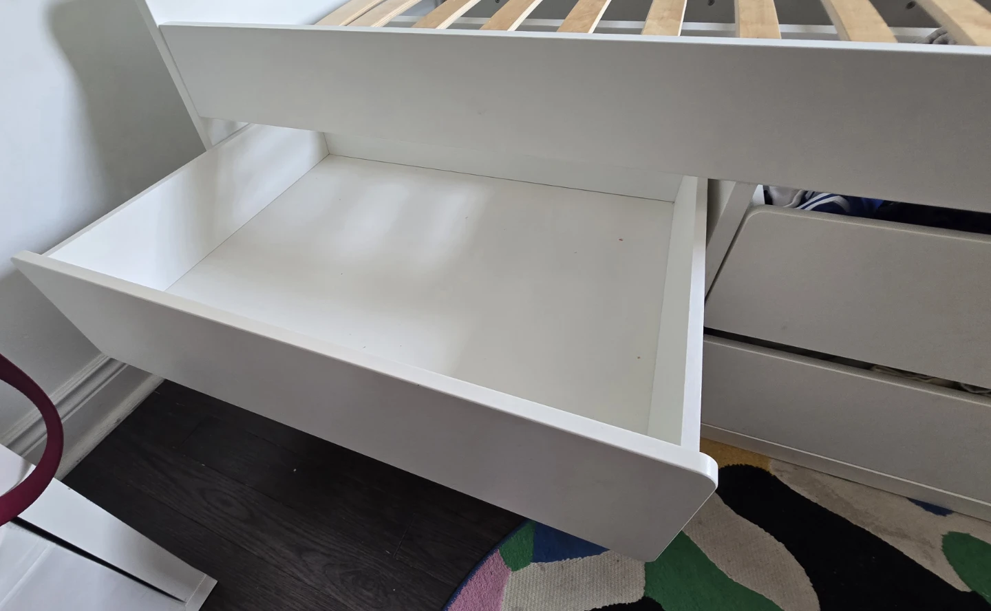 IKEA White Bed Frame with Drawers and Shelves - photo 4
