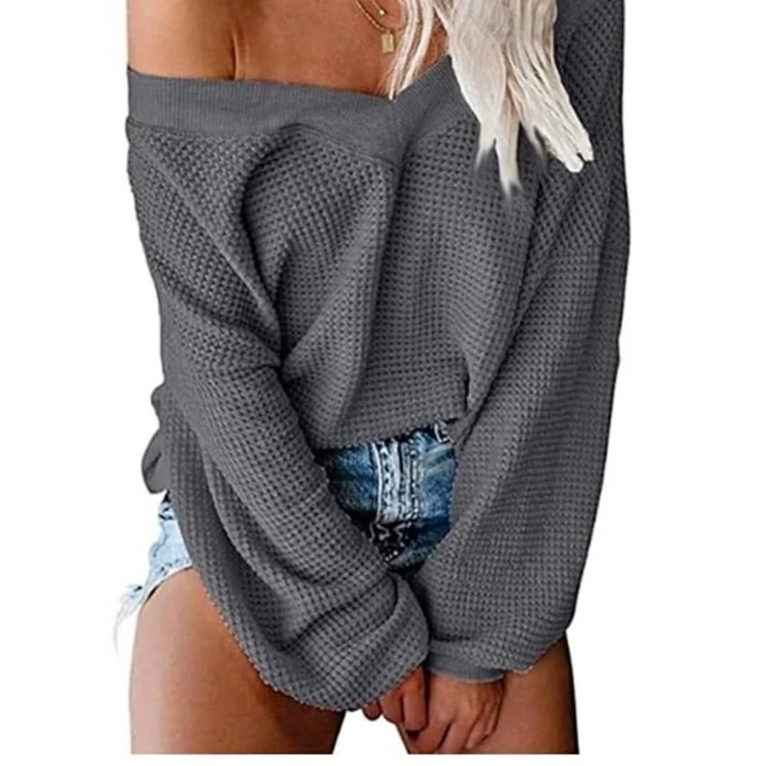 MadeGirl Collection Grey V-Neck Long Sleeve Top Size S - photo 3