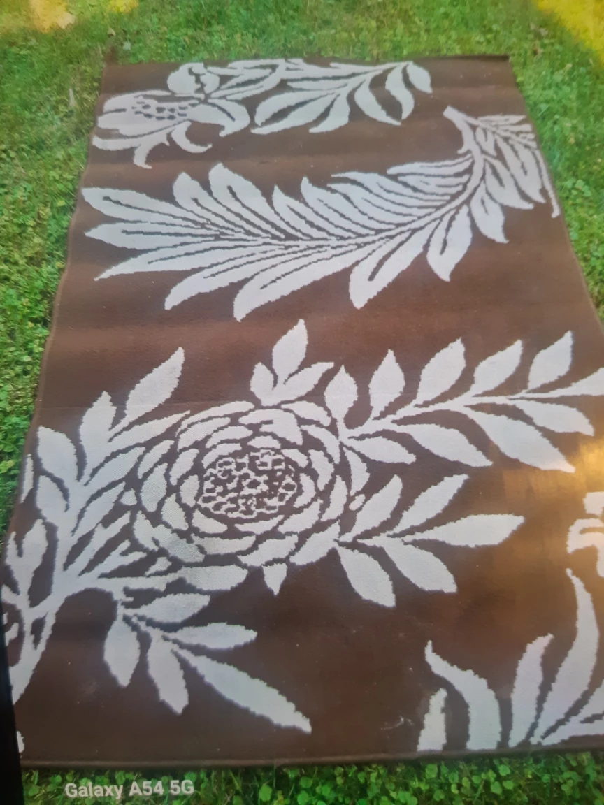 Brown Area Rug with Floral Design