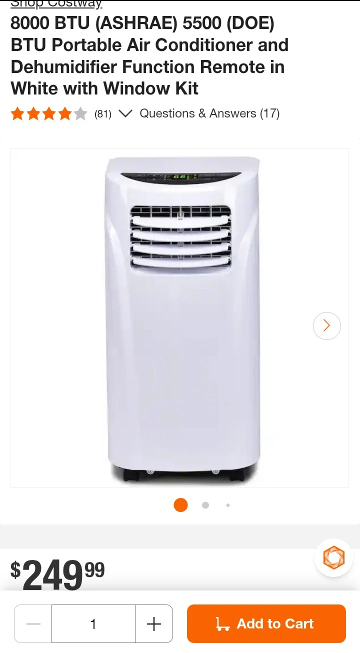 🔥8000 BTU Portable Air Conditioner