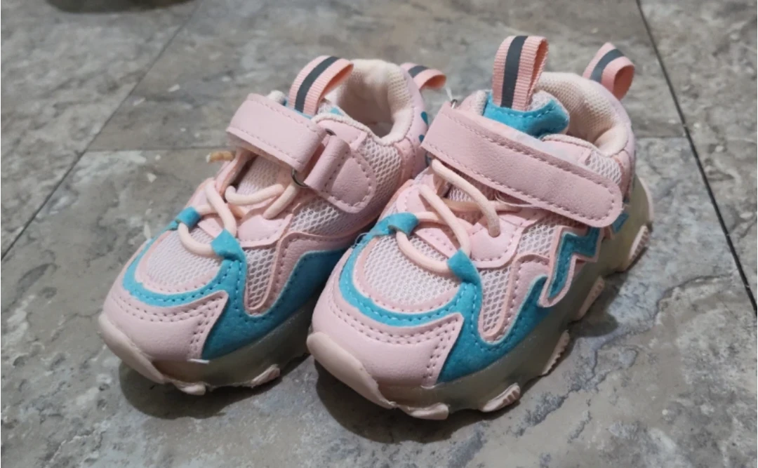 Pink and teal kids' sneakers