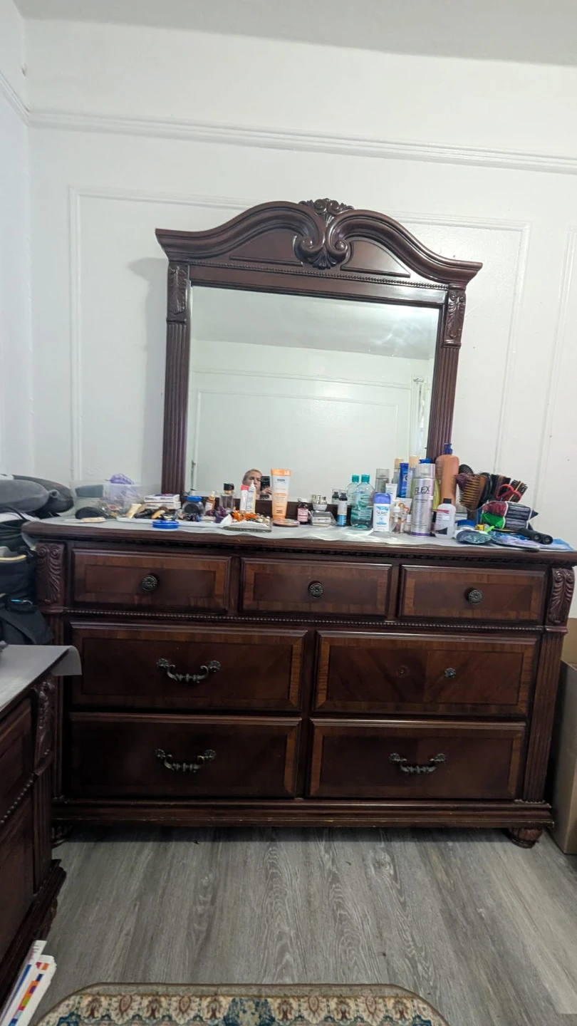 Dark Wood Dresser with Mirror