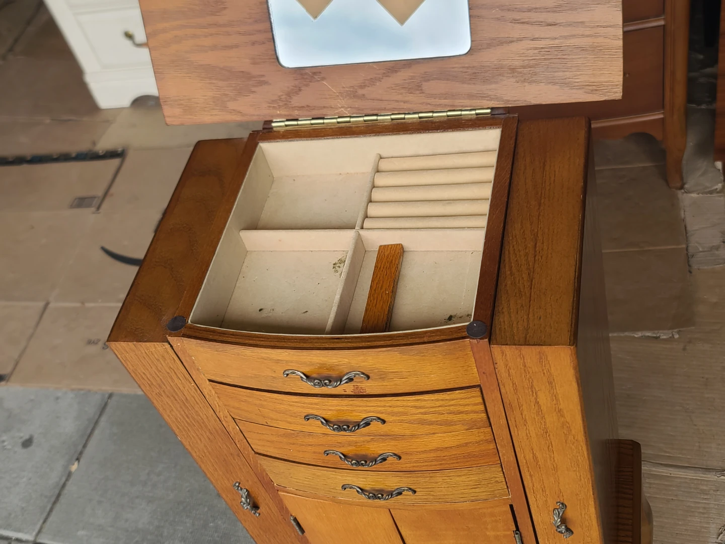 Vintage Oak Standing Jewelry Armoire - photo 2