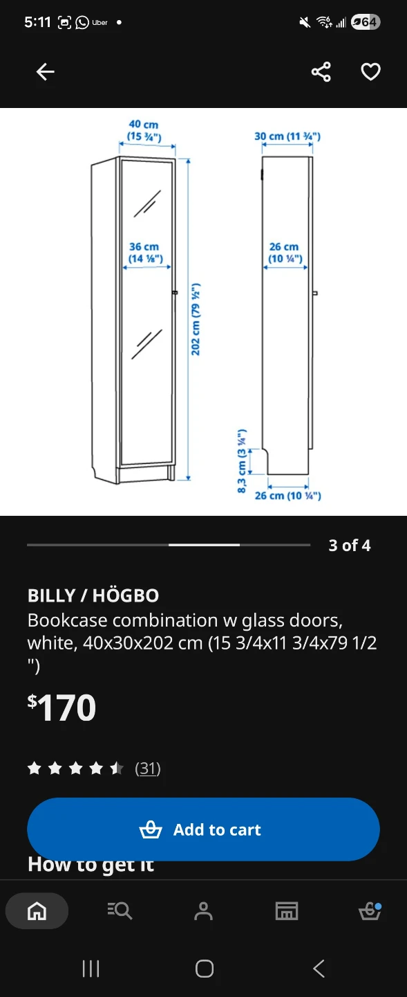 Ikea billy bookcase with glass door - photo 2