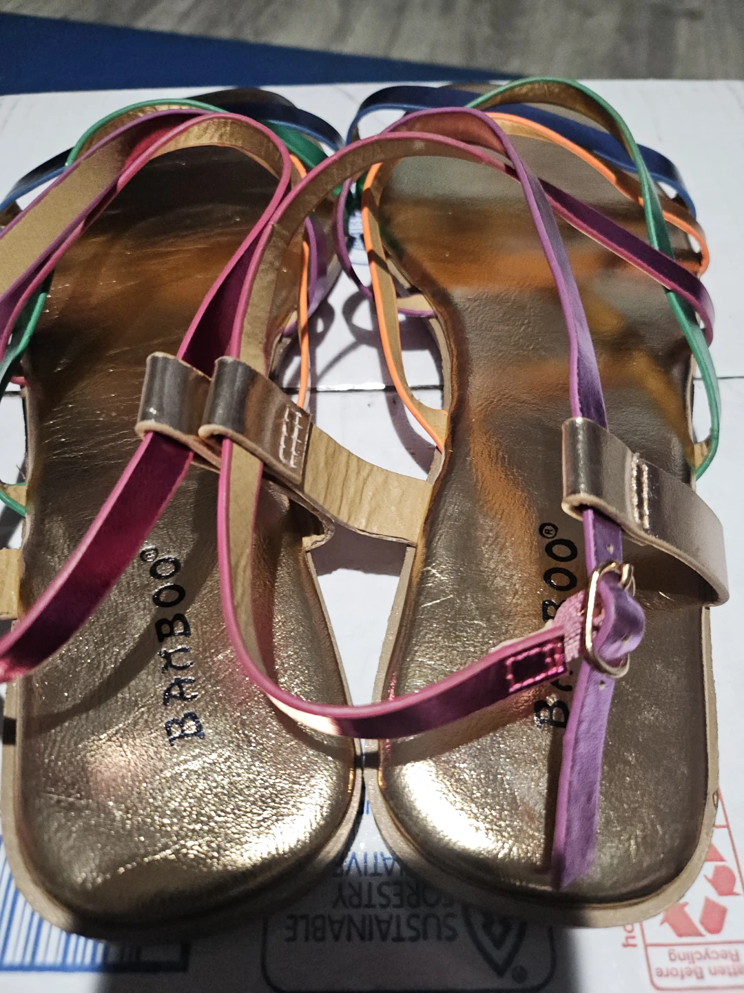 Bamboo Women's Rainbow Strap Flat Sandals - photo 3