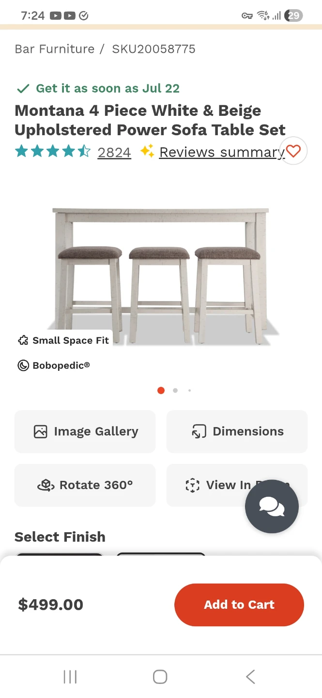 $100- 3 Seat Upholstered Power Sofa Table Set - White & Beige