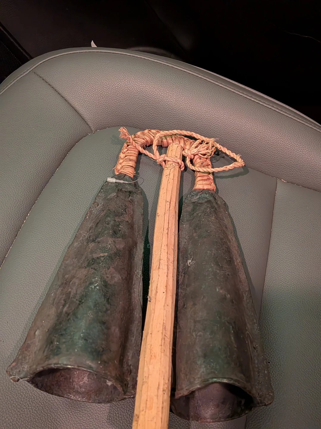 Vintage Double Cowbell with Wooden Handle - photo 3