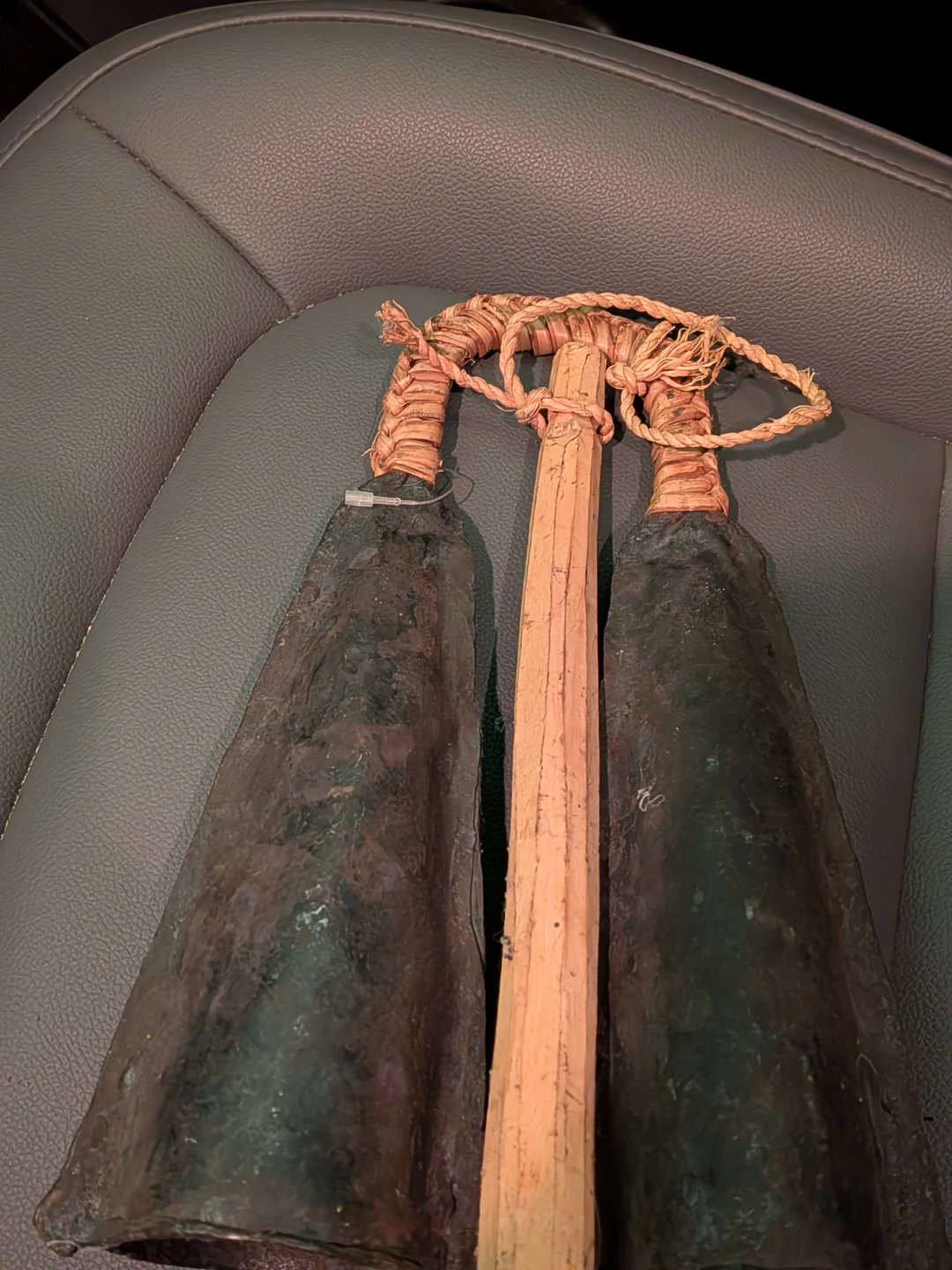 Vintage Double Cowbell with Wooden Handle - photo 4