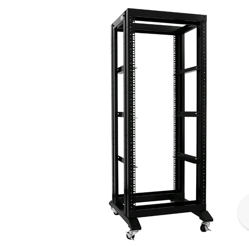 27U 4 Post Open Frame Network IT Server Rack With L Rails