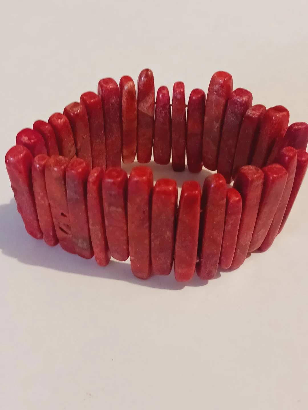Red Coral Chip Stretch Bracelet - photo 2