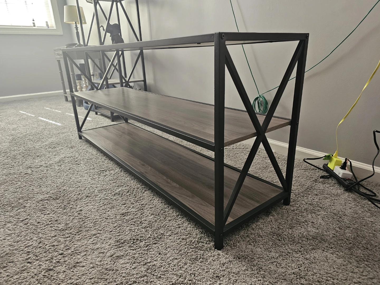 3-Tier Metal Wood Grain Shelf Unit - photo 2