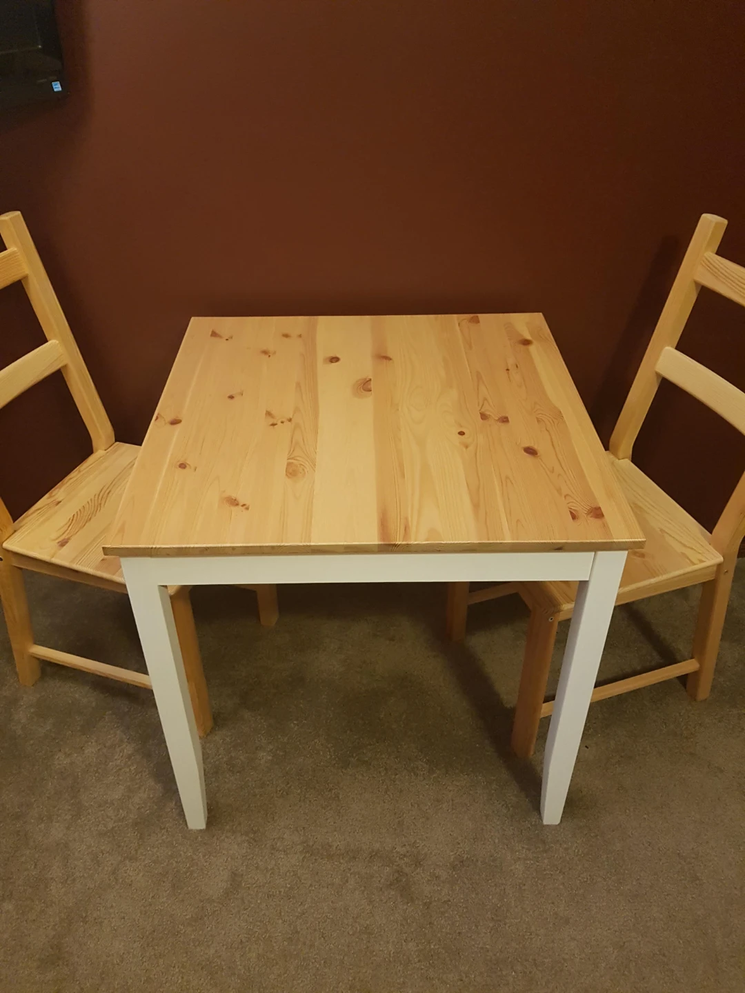 Wooden Dining Table with Two Chairs