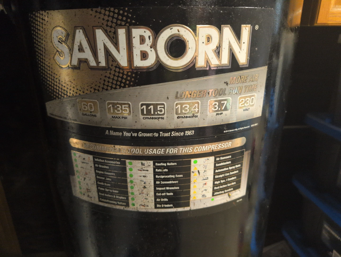 Sanborn 60 Gallon Air Compressor - photo 3