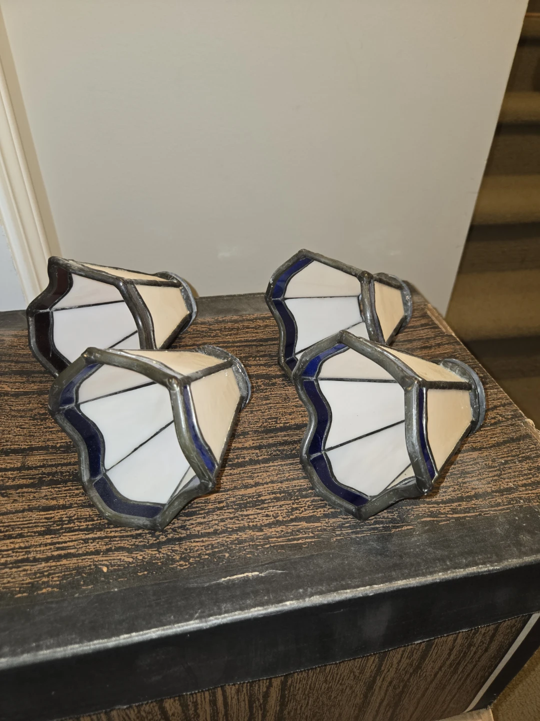 Set of 4 Stained Glass Lamp Shades