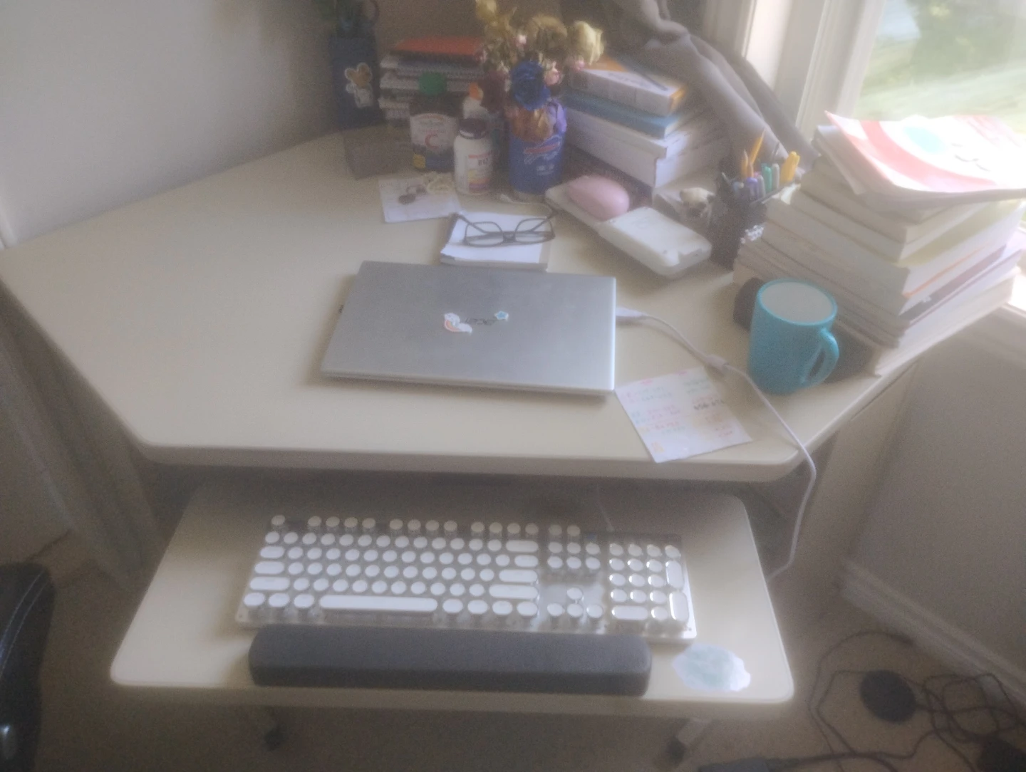 Corner Desk with Keyboard Tray for $50