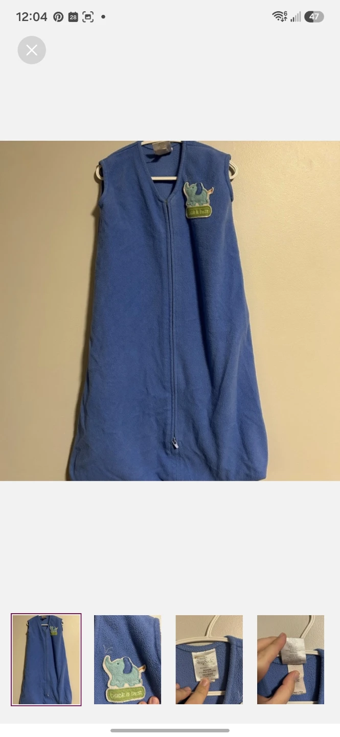 Halo SleepSack Wearable Blanket Medium Blue Fleece Elephant