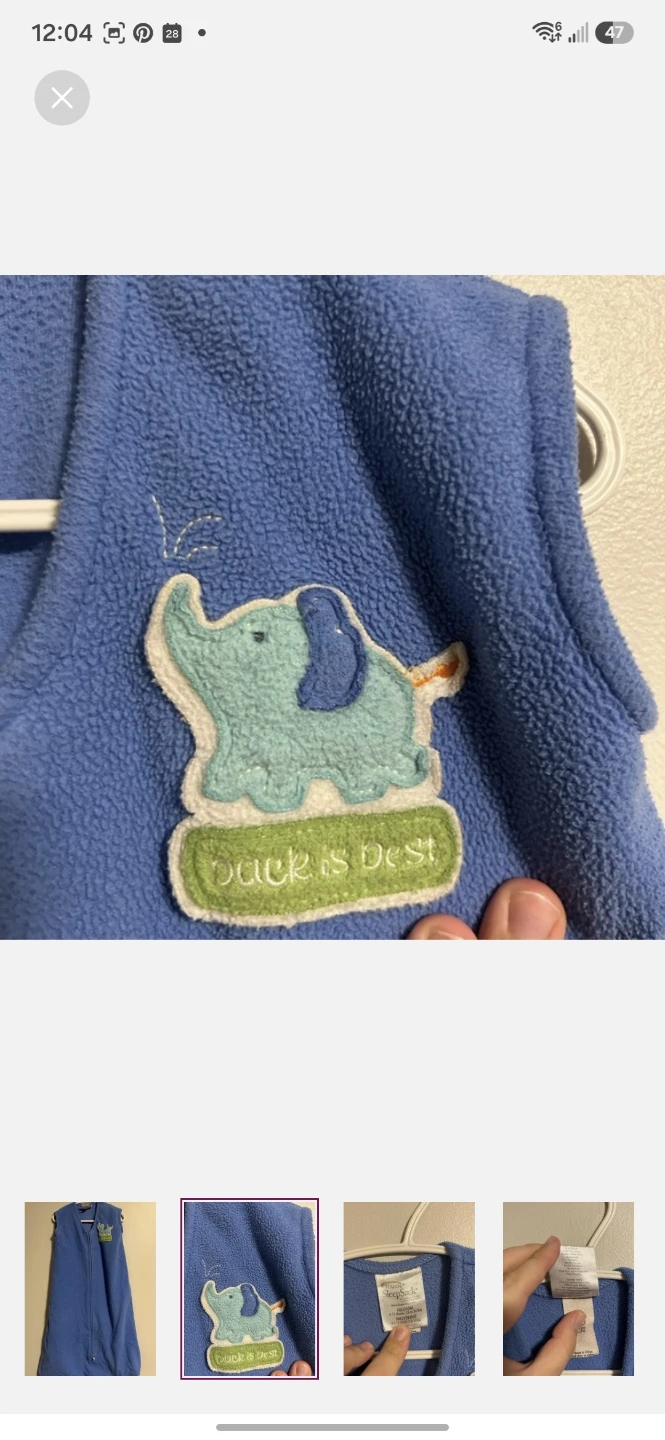 Halo SleepSack Wearable Blanket Medium Blue Fleece Elephant - photo 2