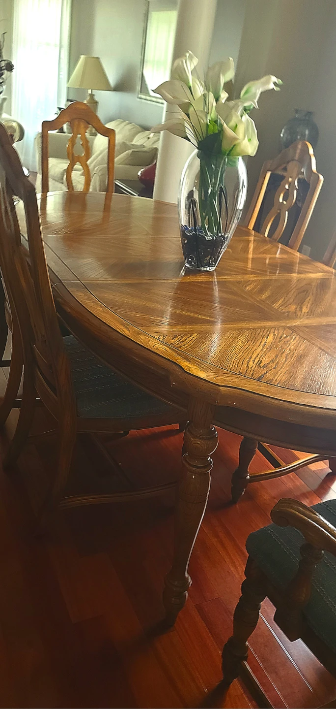 Wooden Dining Table with Chairs and China Cabinet