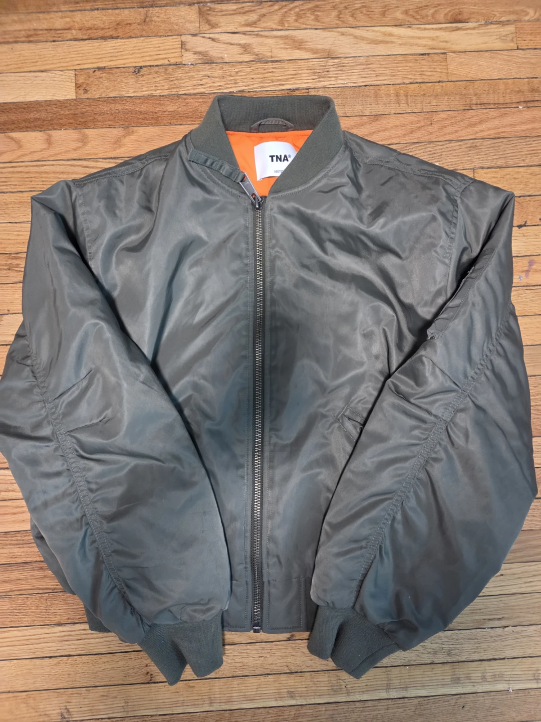 Olive green aritzia bomber zip up jacket